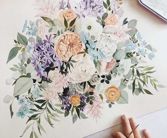 botanický akvarel a malování květin i rostlin